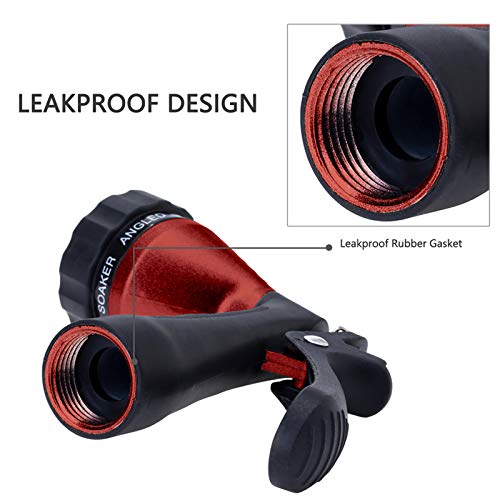 GREEN MOUNT Water Hose Nozzle Spray Nozzle, Metal Garden Hose Nozzle with Adjustable Spray Patterns, Perfect for Watering Plants, Washing Cars and Showering Dogs & Pets - color: Red