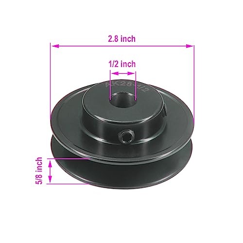 AK28-1/2 Bore Single Groove Web Sheave 2.8" OD 1/2" Bore V Belt Sheave Cast Iron - size: 1/2"Bore-2.8"OD