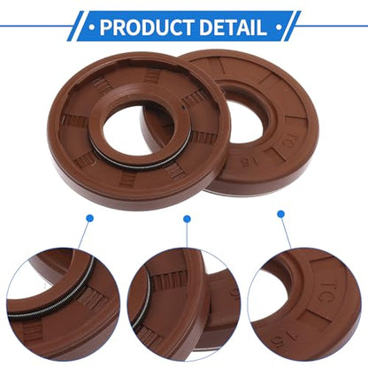 Universal Oil Seal TC Double Lip W Steel Spring Seal Ring Rotary Shaft Seal 15x35x7mm High Pressure FKM Rubber Brown 2 Pcs - size: 15x35x7mm