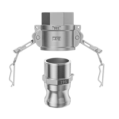 316 Stainless Steel 1" Camlock Fitting,Male & Female Thread - size: Cam lock 1" Type D + Type F