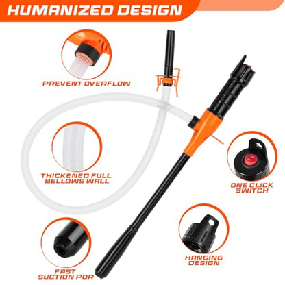 Portable Fuel Transfer Pump with 47" Hose-High Flow Hand Fuel Pump, Battery Powered Siphon Pump for Gasoline Mechanical Fuel Pumps Universal Fit for Gasoline, Vehicles, Fuel,Water Transfer（Amber） - color: 1 Pack of 1 Amber