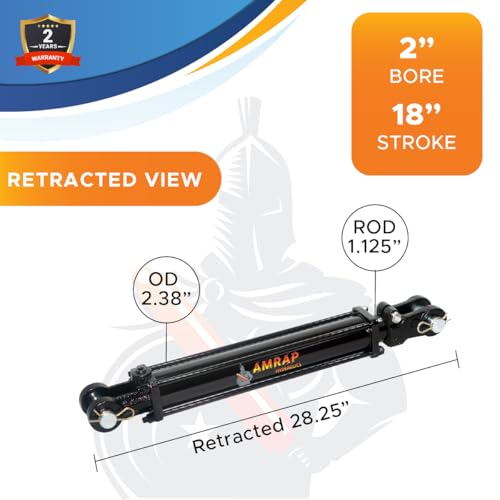 2x18 Hydraulic Cylinder - 2 Bore 18 Stroke Double Acting Tie Rod Hydraulic Cylinder 2500 PSI - size: 2x18