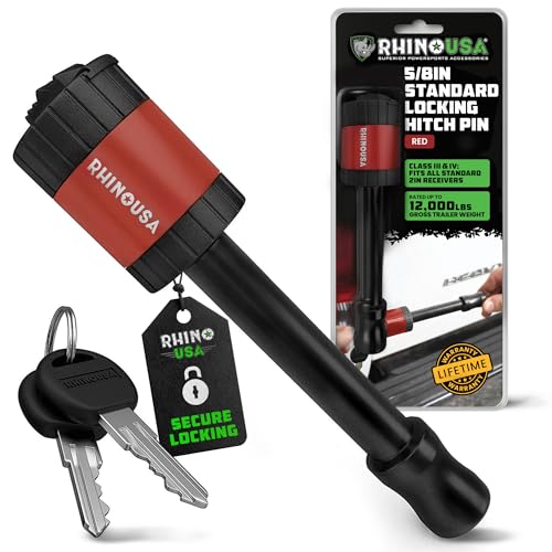 Rhino USA 2in Trailer Hitch Pin - Patented Locking Receiver Pin - color: Red, size: 2 IN - 1 Pack