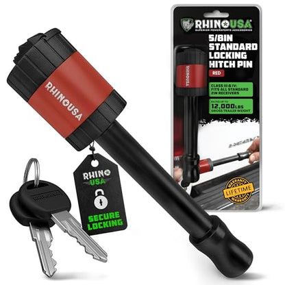 Rhino USA 2in Trailer Hitch Pin - Patented Locking Receiver Pin - color: Red, size: 2 IN - 1 Pack