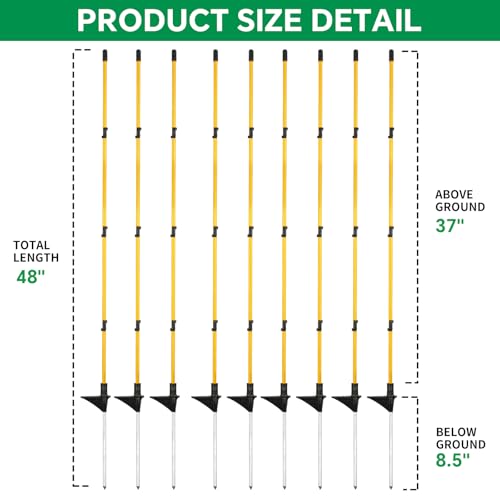 20 Pcs 46"Fiberglass Step in Electric Fence Posts,Portable Temporary Stakes - style: 46Inch-20 Pack