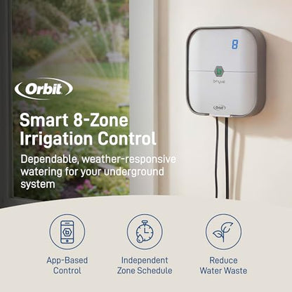 Orbit B-hyve Indoor Smart Sprinkler Controller - 8-Zone - WiFi Irrigation Controller - App Controlled Irrigation with Weather Adjustment - Easy Installation Smart Home Ready Device - 57925 - size: 8-Zone