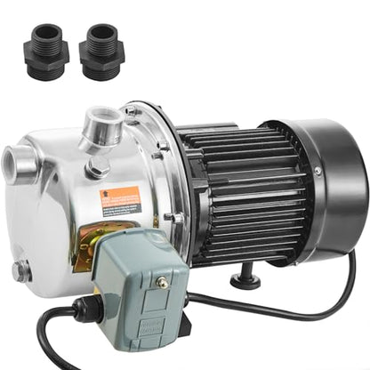 VEVOR 3/4HP SUS304 Stainless Steel Shallow Well Jet Pump, 115 Volt, 18.5 GPM 131 FT Maximum Head Irrigation Water Pump, for Agricultural Garden Irrigation System High-Rise Water Supply Shower Booster - style: 3/4HP SUS304