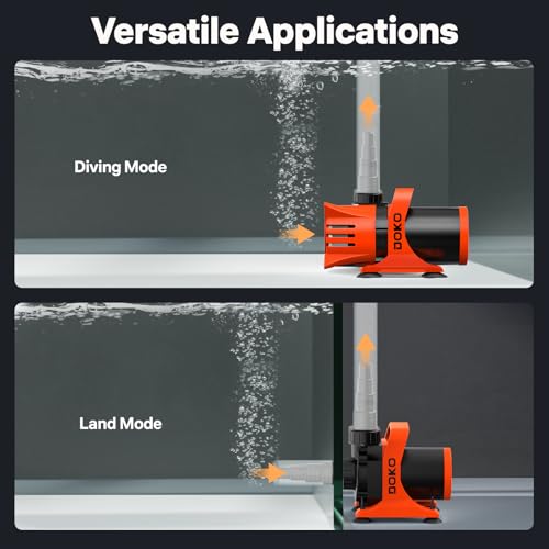 DOKO 5200GPH Submersible Water Pump, 180° Ajustable Pond Pump with 20FT Power Cord 310W Ultra Quiet Aquarium Pump for Pond, Fountain, Waterfall, Fish Tank, Hydroponic, Statuary, Orange Black - size: 310W 5200GPH
