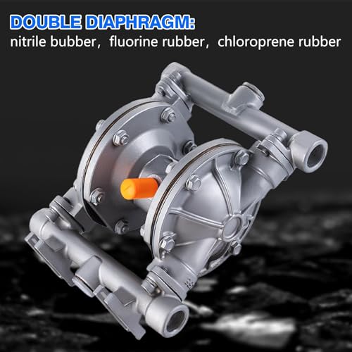 Double Diaphragm Pump Air Operated 1/2 inch Inlet/Outlet Pneumatic Waste Oil Transfer Pump for Chemical QBK-15P 9 GPM Dual Diaphram Polypropylene Nitrile Rubber by Stainless Steel Iron 120 PSI - style: 0.5 INCH PORT