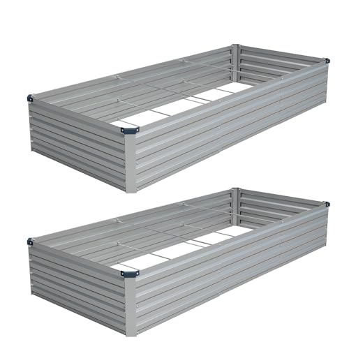 Vengarus 2PCS 9x3x1ft Galvanized Raised Garden Beds Kit,Planter Box Silver - color: Silver, size: 9x3x1FT(2PCS)