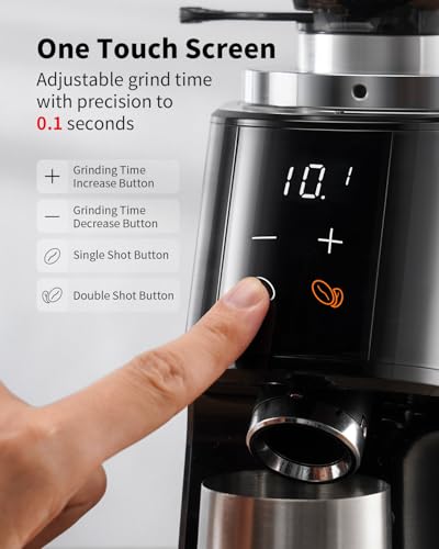 SHARDOR 64mm Flat Burr Coffee Grinder, 100 Settings, Anti-Static, Black - color: Black