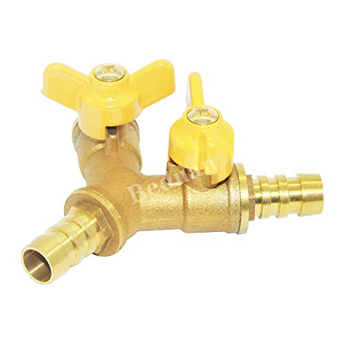 Beduan 3 Way Shut Off Ball Valve 3/8" Hose Barb 2 Switch Brass Y Shaped - size: 3/8 Inch, style: Fixed