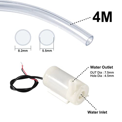 4PCS Micro Submersible Mini Water Pump DC 3-5V with Clear Vinyl Tubing Flexible Tubing for Aquarium Fountain Garden Pond(4PCS White Pump+4M Tube) - color: 4pcs White Pump+4m Tube