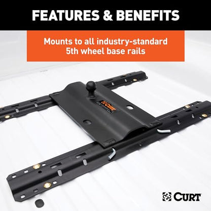 CURT 16055 5th Wheel Rail Gooseneck Hitch, 25,000 lb, 3" Offset