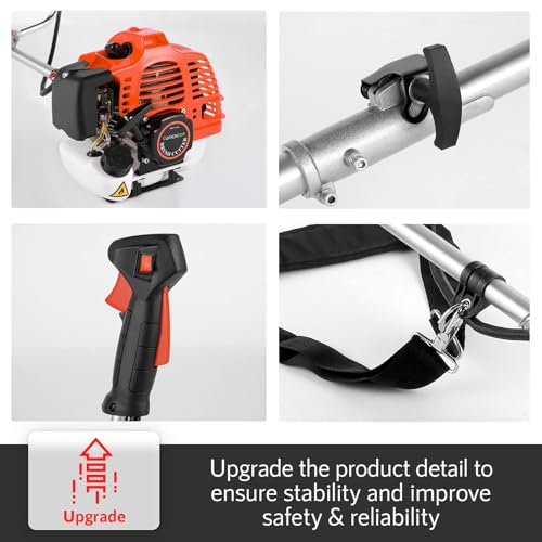 58CC 2-Cycle Gas Weed Wacker, 4 in 1 Brush Cutter, 18.5 in Cut Path Orange - color: Orange