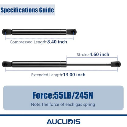 10159-03 C16-15120 13 inch 55lb/245N Gas Strut Shock Spring Lift Support for Leer Camper Shell Truck Topper Cap Canopy Door Window Toolbox Snugtop Struts Replacement Parts, 4126, Set of 2 by AUCLIDIS - size: 13in/55lb