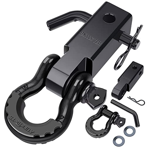 AUTOBOTS Shackle Hitch Receiver 2", Heavy Duty Recovery Hitch Black - color: BLACK-BLACK