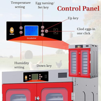 1000-Egg Commercial Cabinet Incubator for Hatching Eggs, Digital Large-Capacity Hatcher with Auto Temperature & Humidity Control & Intelligent Humidification System - size: 1000 Egg