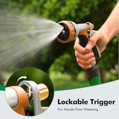 RESTMO Garden Hose Nozzle Heavy Duty, Rear Trigger Water Sprayer, Orange - color: Orange