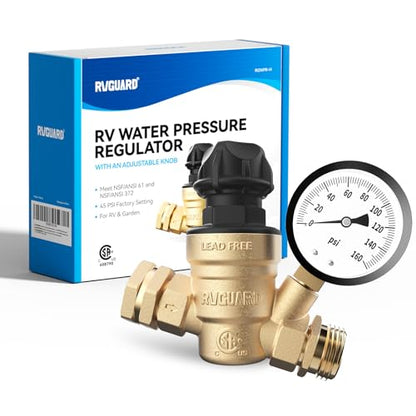 RVGUARD RV Water Pressure Regulator Valve With Adjustable Knob