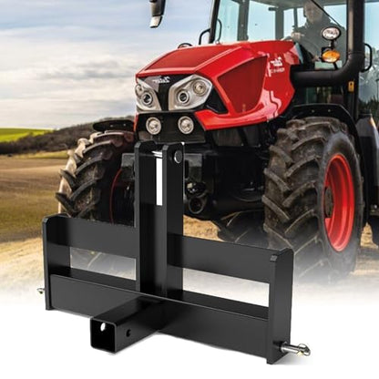 3 Point 2" Square Trailer Hitch Receiver for Category 1 Tractors, Versatile Tractor Tow Drawbar Adapter Compatible with Kubota, Mahindra, Ford, Yanmar, John Deere, Massey Ferguson, New Holland