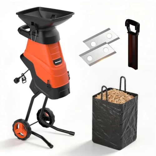 MAXLANDER 15-Amp Electric Wood Chipper Shredder, 1.75" Cutting Capacity - color: Dark orange