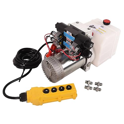 4.5 Quart Hydraulic Power Unit 12V DC Double Acting Double Solenoid Electric Trailer Pump for Dump Trailer Car Lifting
