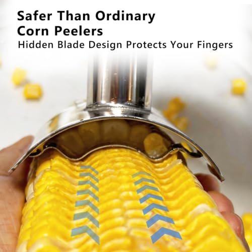Safe Hidden Blade Corn Peeler, Stainless Steel Corn Cob Stripper - size: Hidden Blade