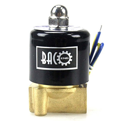BACOENG 1/4" DC12V Electric Solenoid Valve (NPT, Brass, Normally Closed) - size: 1/4"NPT-Brass