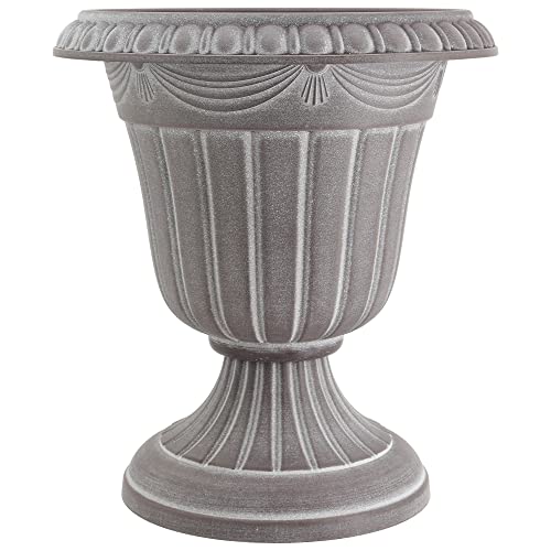Arcadia Garden Products PL10WW Classic Traditional Plastic Urn Planter, 15" x 13", Whitewash - color: Whitewash, size: 15" x 13"