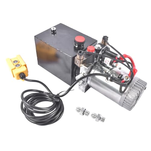 4 Quart Hydraulic Power Unit 1.6-3.0KW Power, 12V DC Electric Hydraulic Power Double Acting Power-Up Supply Unit Trailer Pump Replacement for Dump Truck Car Lifts 6 Port 3200PSI Vahaha