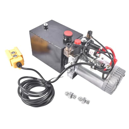4 Quart Hydraulic Power Unit 1.6-3.0KW Power, 12V DC Electric Hydraulic Power Double Acting Power-Up Supply Unit Trailer Pump Replacement for Dump Truck Car Lifts 6 Port 3200PSI Vahaha