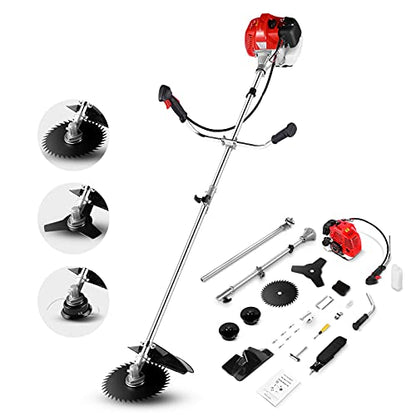 4-in-1 Weed Wacker 58cc Gas String Trimmer,Brush Cutter Straight Shaft Red