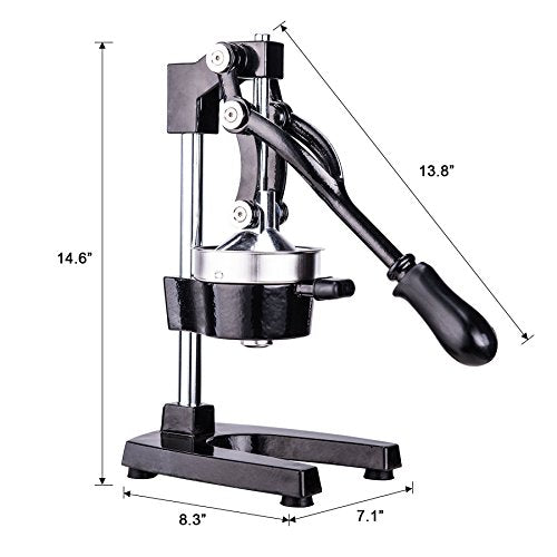 CO-Z Professional Manual Citrus Juicer Pomegranate Orange Lemon Juicer with Steel Lever for Home, Restaurant, Bar (Black Steel) - color: Black Steel