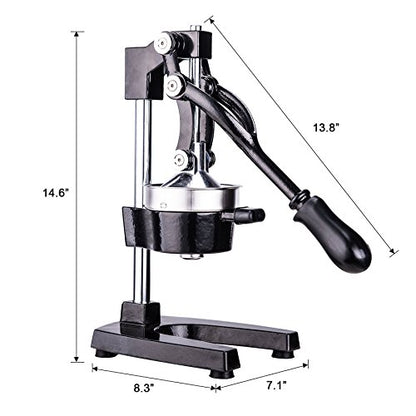 CO-Z Professional Manual Citrus Juicer Pomegranate Orange Lemon Juicer with Steel Lever for Home, Restaurant, Bar (Black Steel) - color: Black Steel