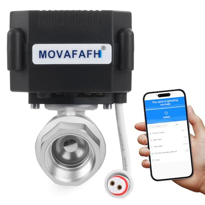 1/2" WiFi Motorized Ball Valve - Smart Water Timer Automatic Shutoff Sensor,5V DC USB Connection,Stainless Steel - size: 0.5 inch