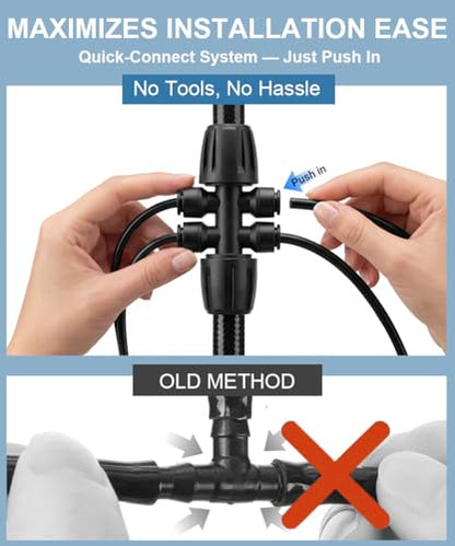 40FT Main tube1/2 Drip Irrigation System Kit with 40 Adjustable Nozzles - size: Drip 40 Nozzles+237FT All Quick-connect
