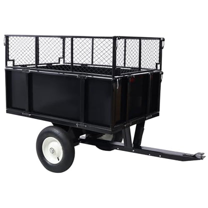 Geelife ATV Trailer Steel Dump Cart, 750lbs 22 Cubic Feet Utility Trailer Lawn Garden Trailer with Heavy Duty Tow Behind Carts and Removable Sides for Tractors, ATV, UTV, Lawn Mowers