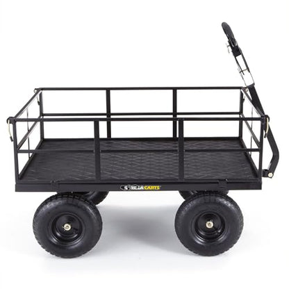 Gorilla Carts Steel Utility Garden Cart, 1200 lb. Capacity, Black - color: Black
