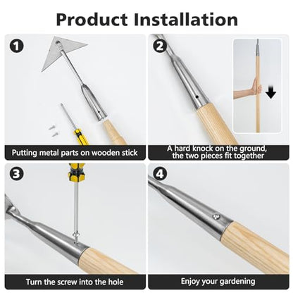 Long Handle Winged Weeder, 60’’ Triangle Warren Hoe Wood Handle - color: Triangle Hoe, size: Length:62inchs