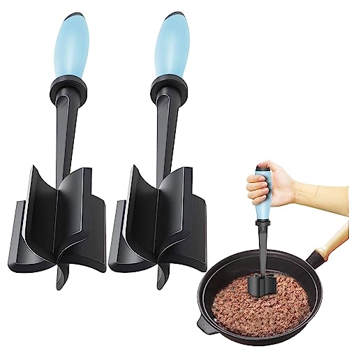 2Pack Meat Chopper Hamburger Masher Ground Beef Smasher Utensil Mix Tool - color: 2 Pack-Aqua