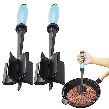 2Pack Meat Chopper Hamburger Masher Ground Beef Smasher Utensil Mix Tool - color: 2 Pack-Aqua