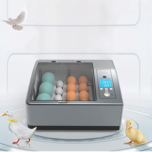 16 Chicken Egg Incubator,Mini Automatic Temperature Incubator, Fully Digital Hatcher with Automatic Turner Temp Control,LCD Screen, for Hatching Chicken Quail(Grey)