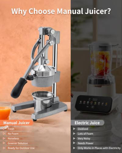 ZOZOE Cast Iron Juicer, Manual Citrus Press, Heavy Duty Hand Press Juicer - color: Grey