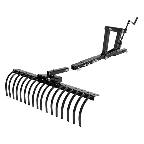 WUTIST 48" Tow Behind Landscape Rake and Hitch Compatible with UTV Tractor