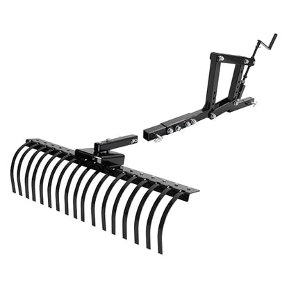 WUTIST 48" Tow Behind Landscape Rake and Hitch Compatible with UTV Tractor