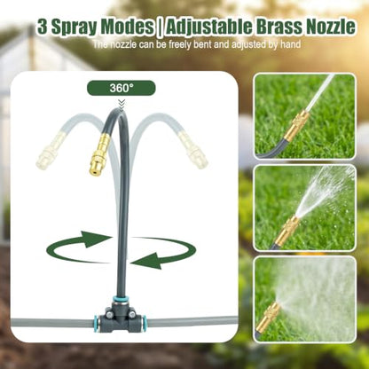 Drip Irrigation System, 200FT 1/4“ Universal Tubing, 360° Adjustable Copper Nozzle, Quick Connect Leak-Proof Watering System, DIY Garden Irrigation Kit for Outdoor Plants Greenhouse Roof Cooling - size: 200ft Set