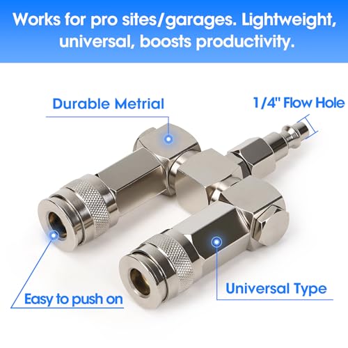 2-Way Air Hose Splitter, 1/4" NPT Air Compressor Connector
