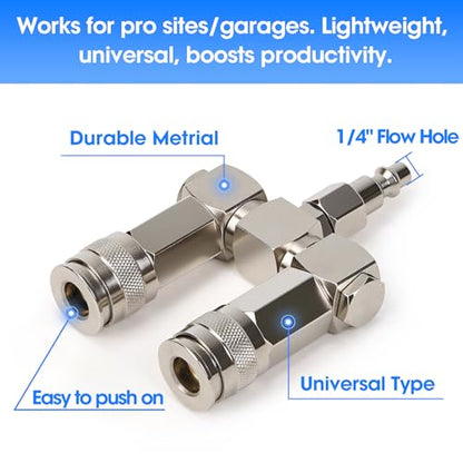 2-Way Air Hose Splitter, 1/4" NPT Air Compressor Connector