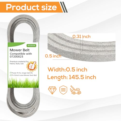 Lawn Mower Deck Belt 07200023 for 52 in Deck Compatible with Ariens Zoom - size: 07200023